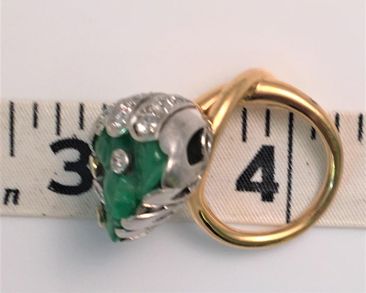 18 Karat Jade Diamond Statement Ring For Sale 2