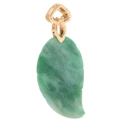 18K Jade Leaf Pendant
