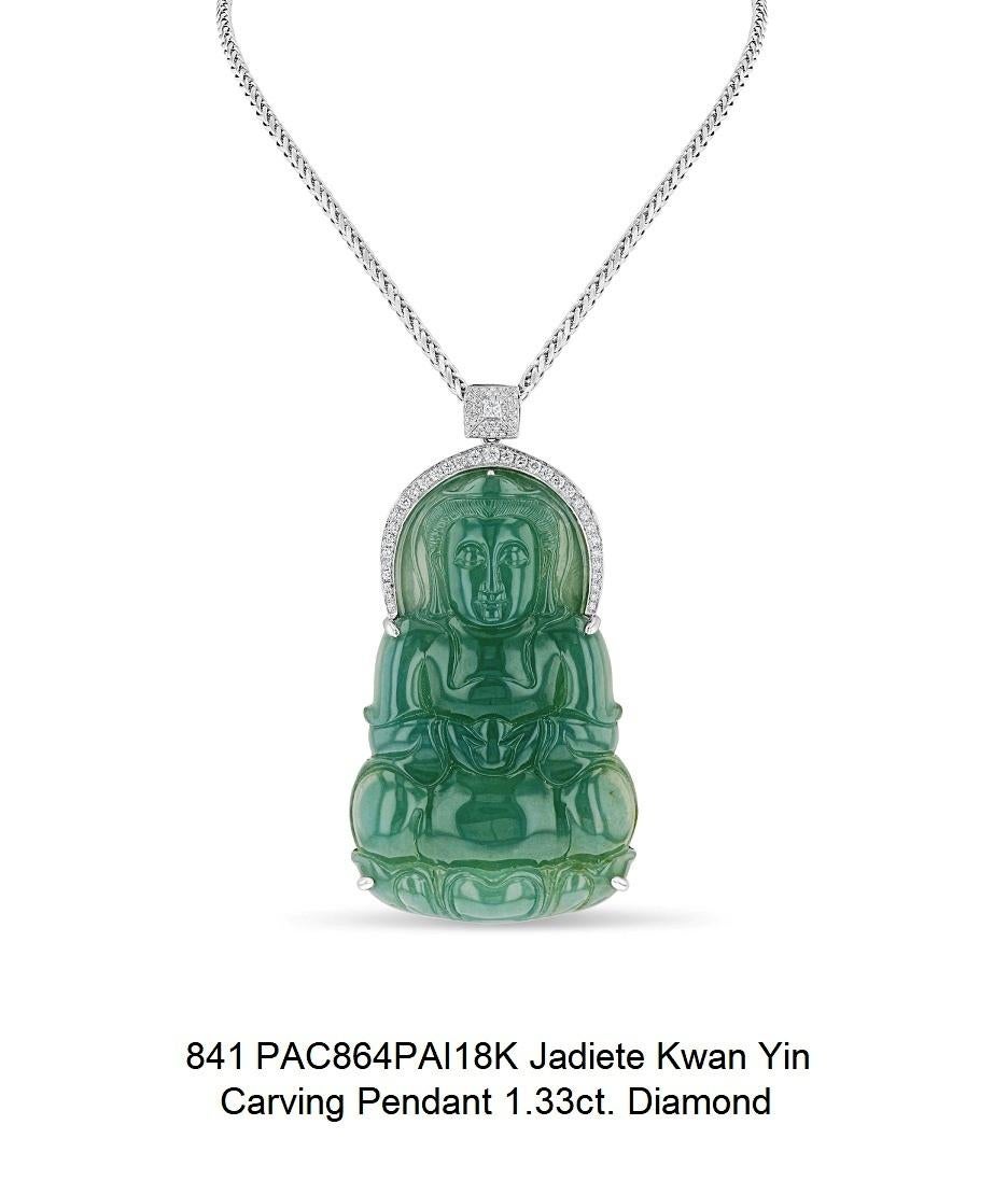 Portrait Ciondolo con scultura Kwan Yin in Jadiete 18K in vendita