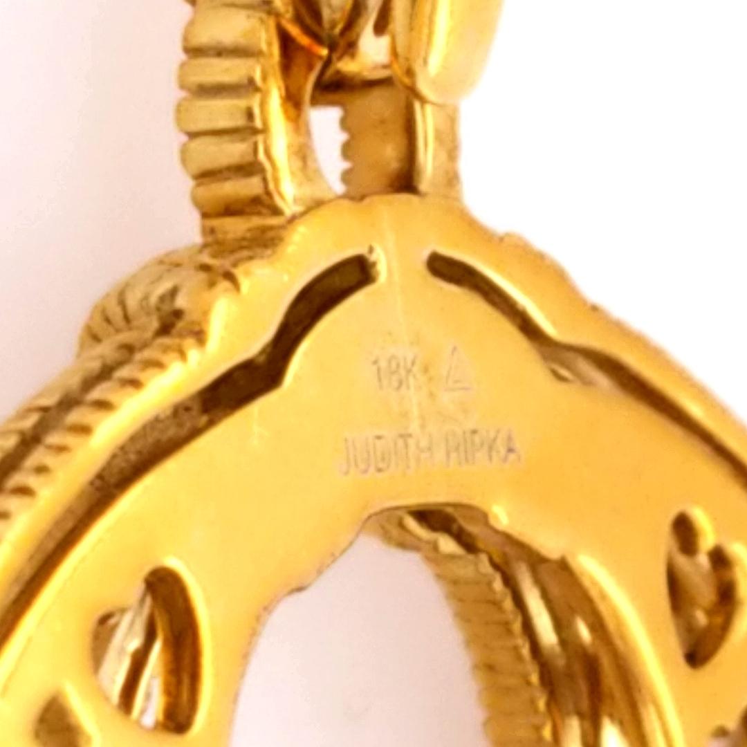 Round Cut 18 Karat Judith Ripka Diamond Moonstone Pendant or Enhancer Necklace Yellow Gold