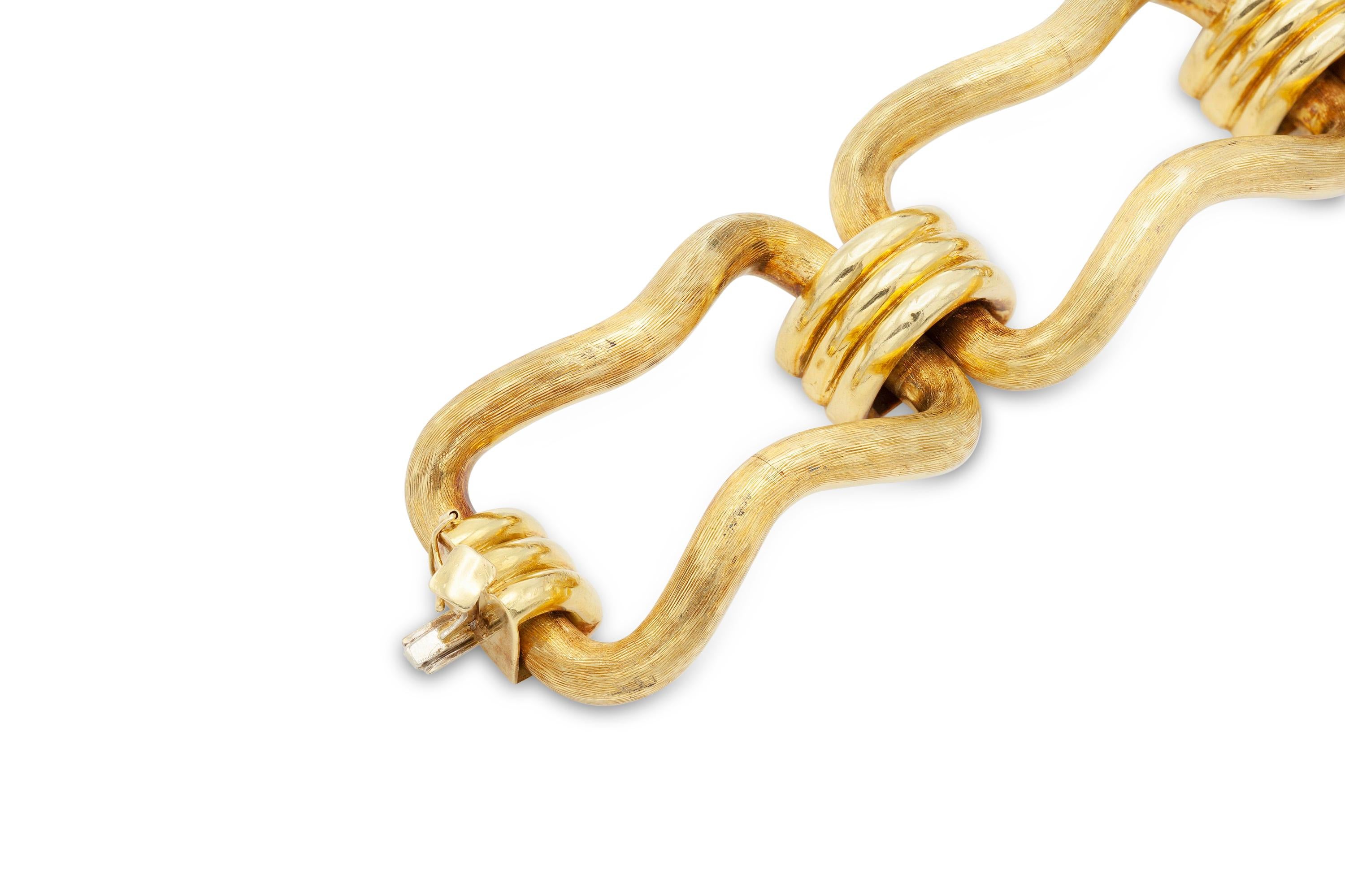 18K Karat Gold Großes Gliederarmband im Zustand „Gut“ in New York, NY