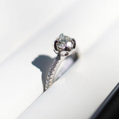 18 Karat White Gold 1 Karat Diamond Engagement Ring