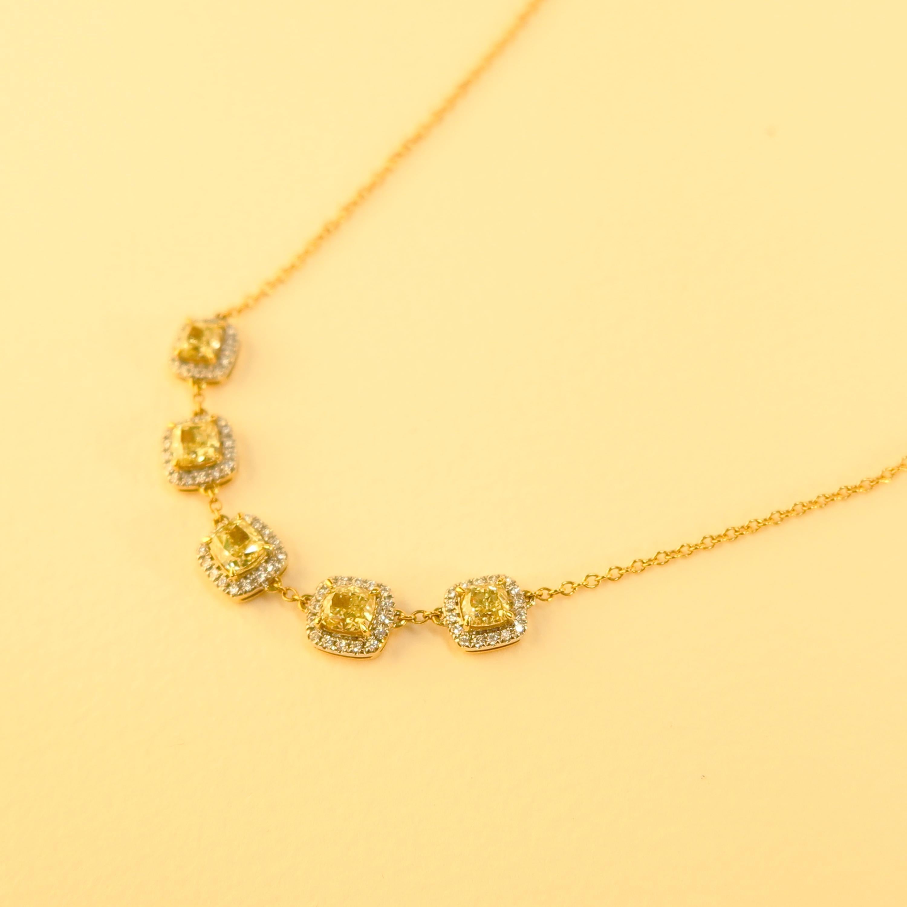 TGW 3.3K Karat Yellow Diamond Necklace 
