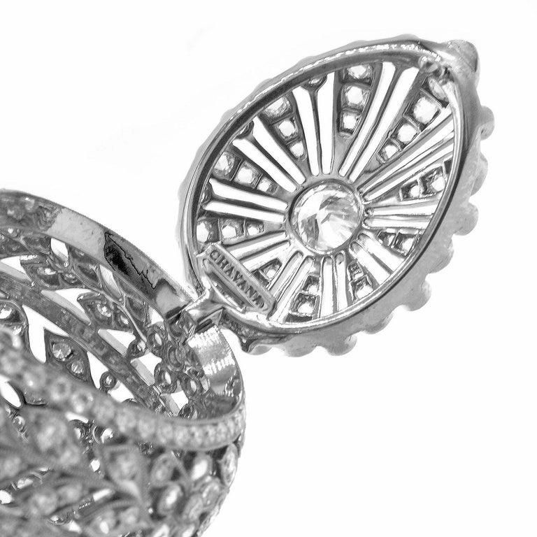 Art Deco 18 Karat White Gold Diamond Pendant Necklace, Chavana Collection For Sale