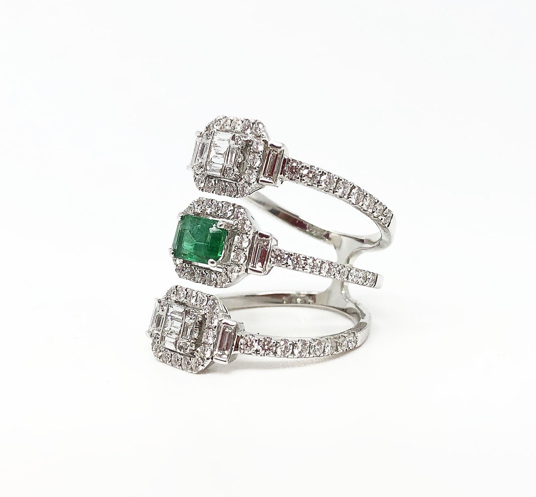 Illusion lovers will surely fall in love with this cute ring that has a glimpse of an Art Deco feeling. It consists of a 0.52 Carat Emerald that rocking in the centre and 1.54 Carat of Diamonds sprinkling around it.

The ring size is US 6 and is