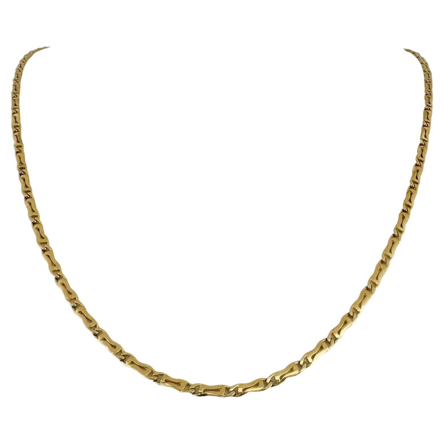 18 Karat Gelbgold Halb massive Fancy Gliederkette Halskette Italien