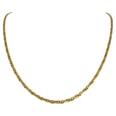 18k Karat Yellow Gold Semi Solid Fancy Link Chain Necklace Italy