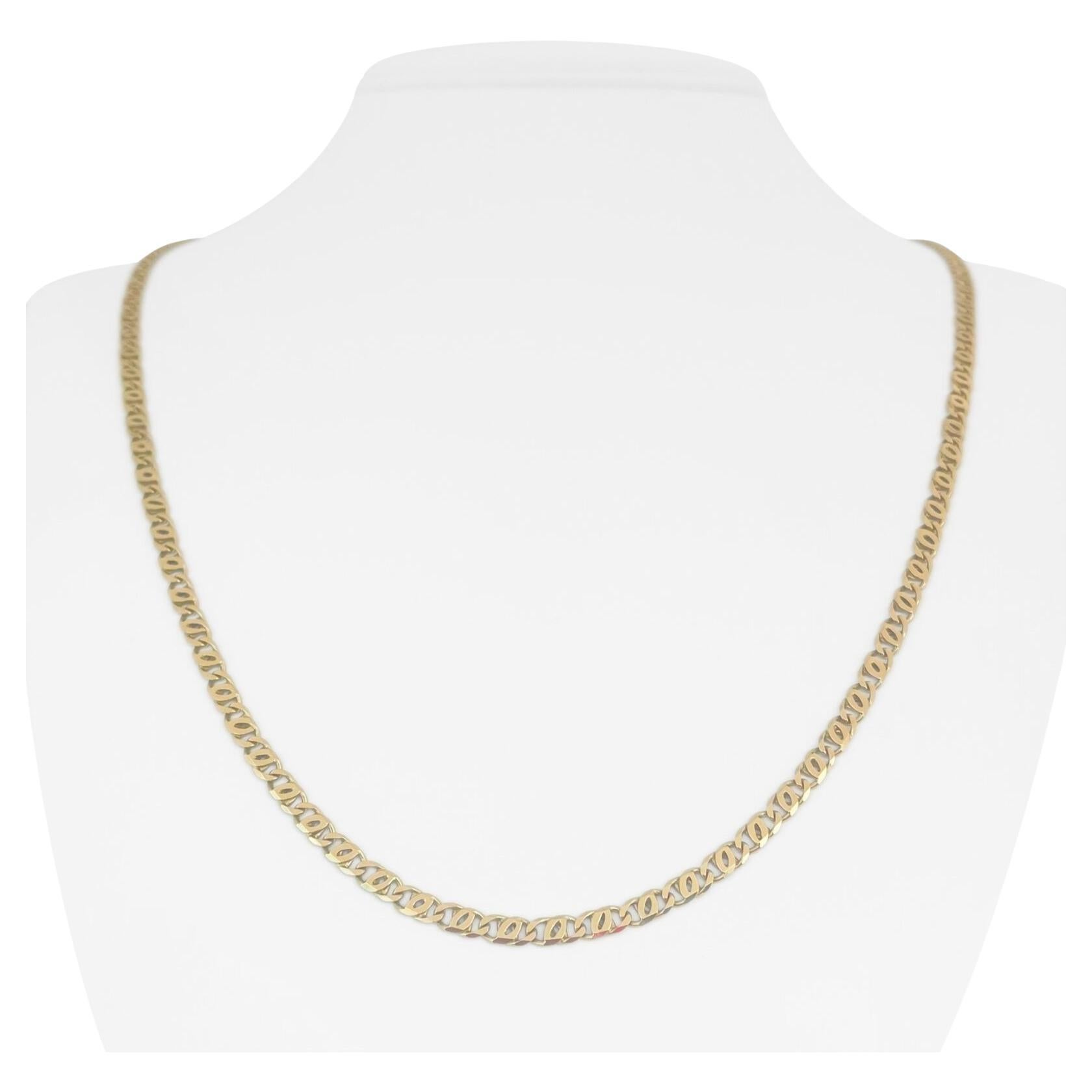 18k Karat Yellow Gold Solid Double Curb Link Chain Necklace Italy 