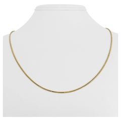 18k Karat Yellow Gold Thin Solid bSquared Franco Link Chain Necklace