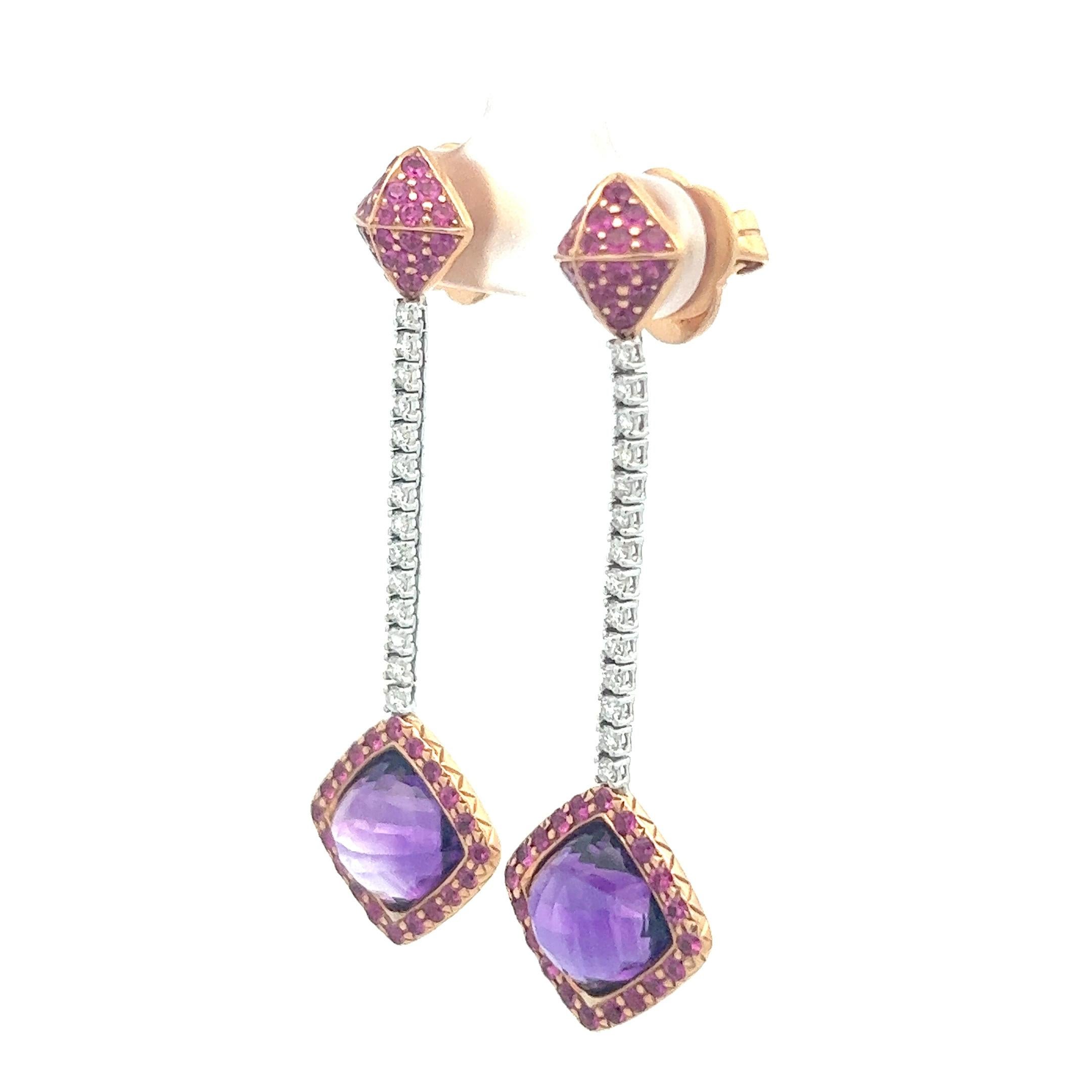 amethyst and ruby earrings