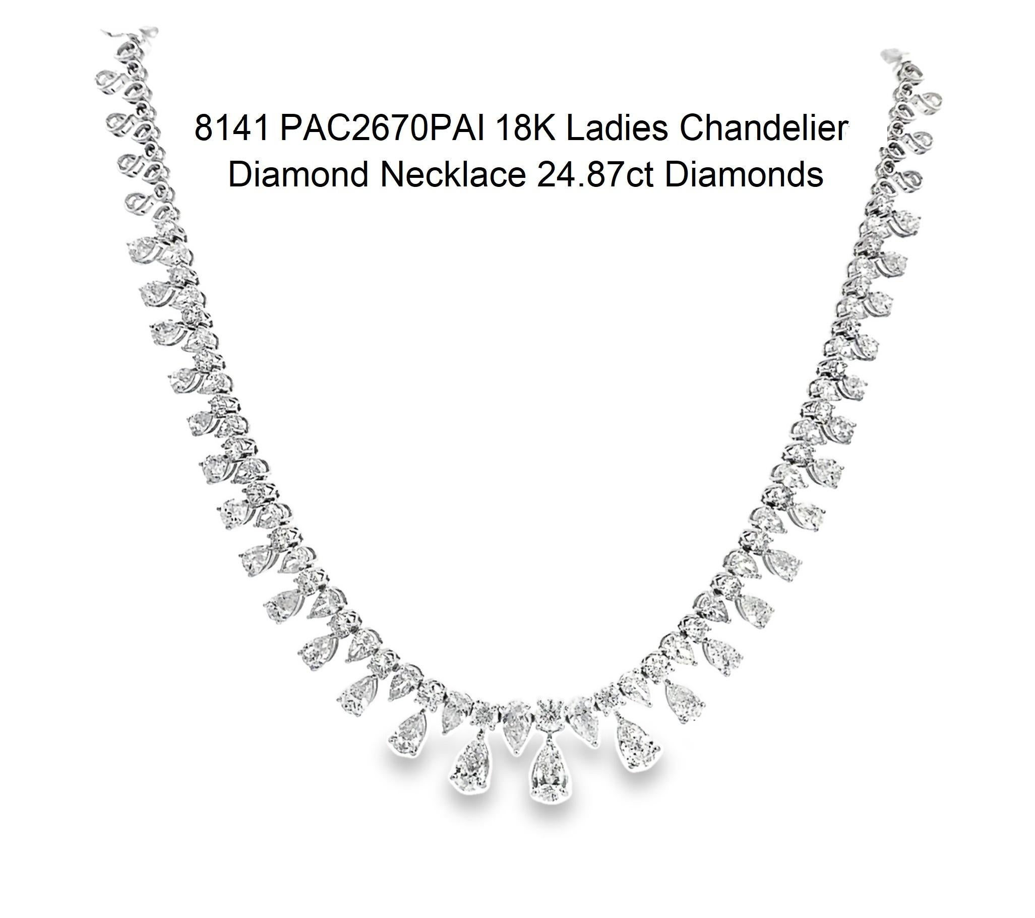 18 Karat Damen-Kronleuchter-Diamant-Halskette 24,87 Karat Diamanten im Angebot 1