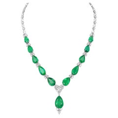 18K Ladies Emerald and Diamond Necklace