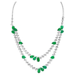 Collier d'émeraudes et de diamants pour dames 18K