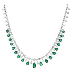 18K Ladies Emerald & Diamond Necklace