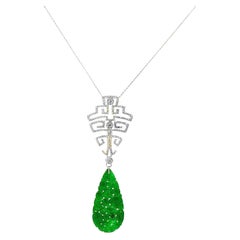 Pendentif dames en jadéite 18 carats avec diamants