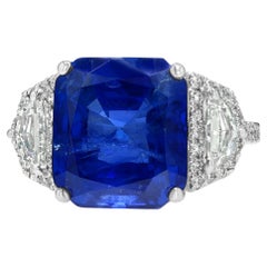 18K Damenring mit blauem Saphir und Diamanten