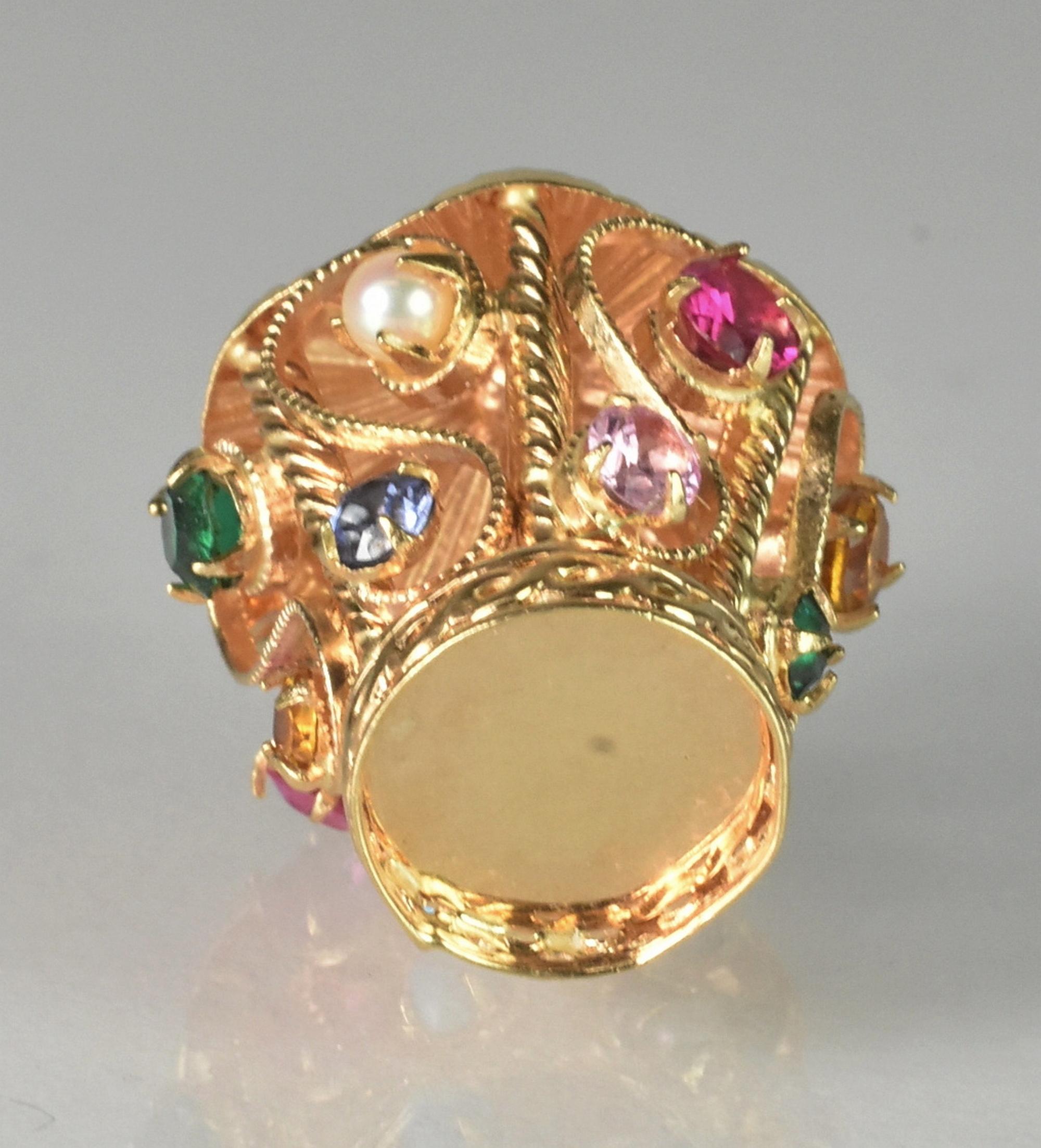 20th Century 18K Lantern Charm with Multicolored Stones For Sale