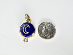 18K pendant, Lapis gold Intaglio of crescent moon