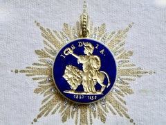 18k enhancer, roman soldier with Lion Lapis Intaglio