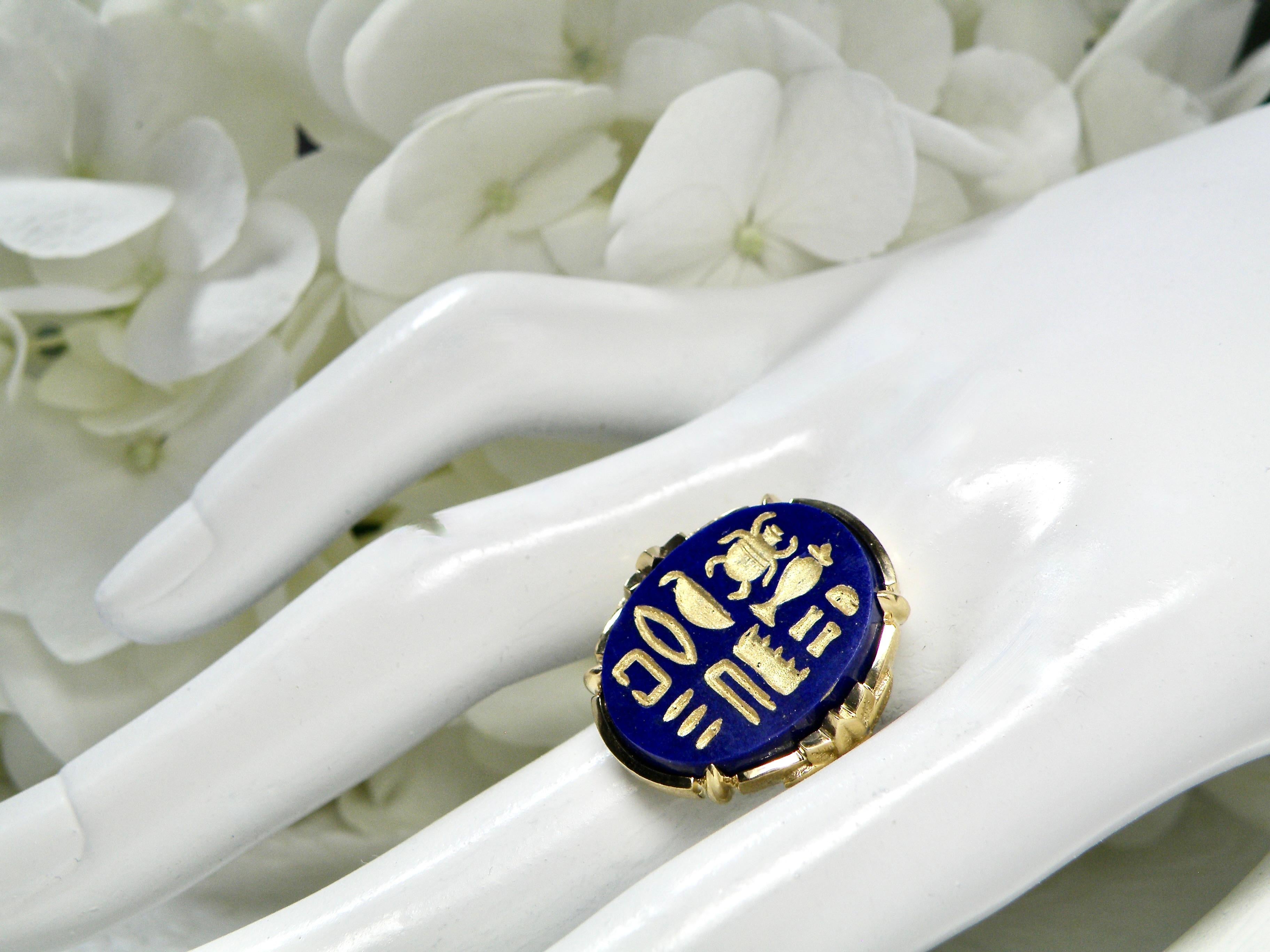 18k lapis Intaglio ring, Nefertiti