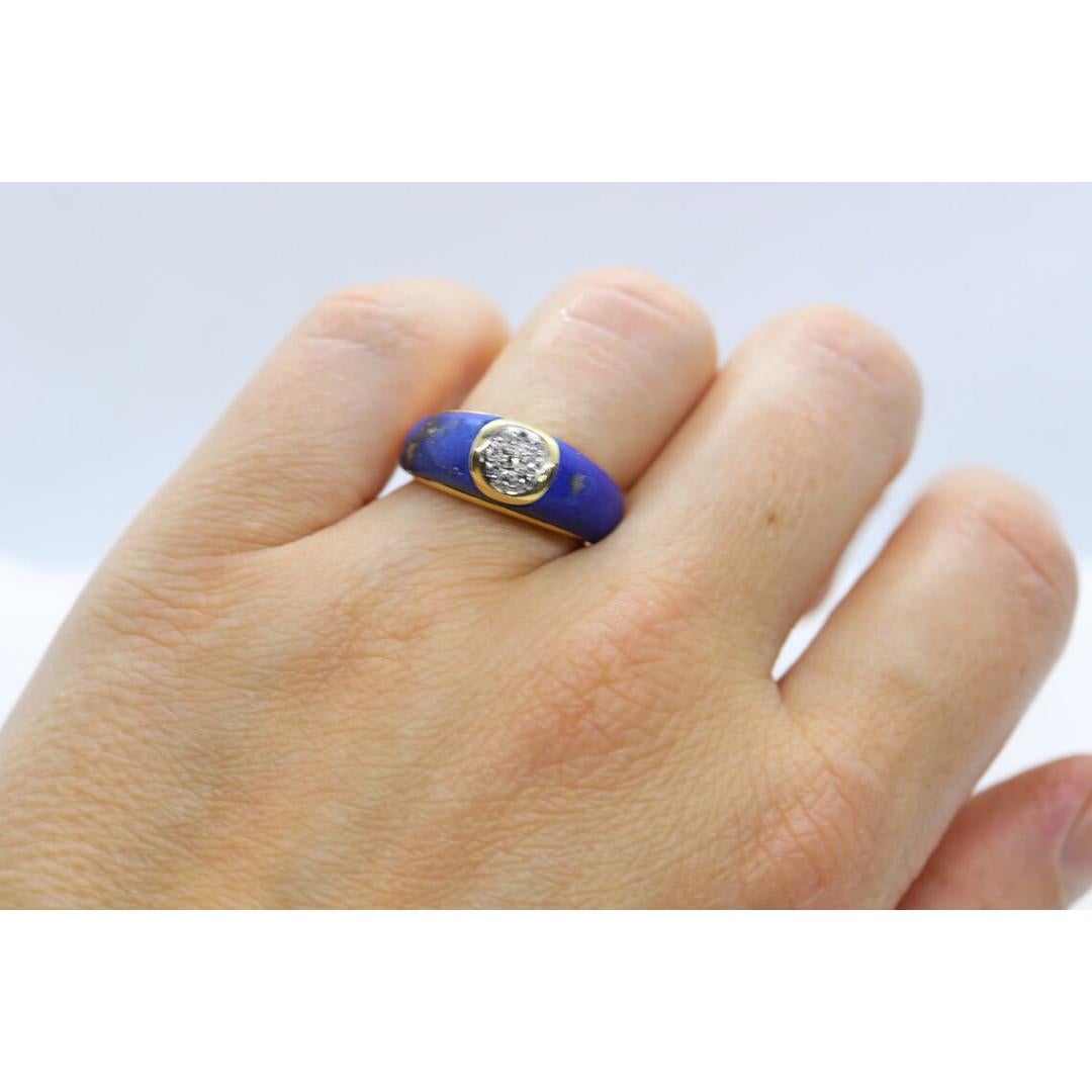 Ring aus 18 Karat Lapislazuli und Diamanten. Lapis und Zentrum DAISY Diamond Band. Damen im Angebot