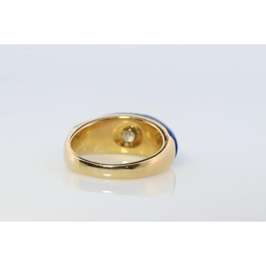 Ring aus 18 Karat Lapislazuli und Diamanten. Lapis und Zentrum DAISY Diamond Band. im Angebot 1