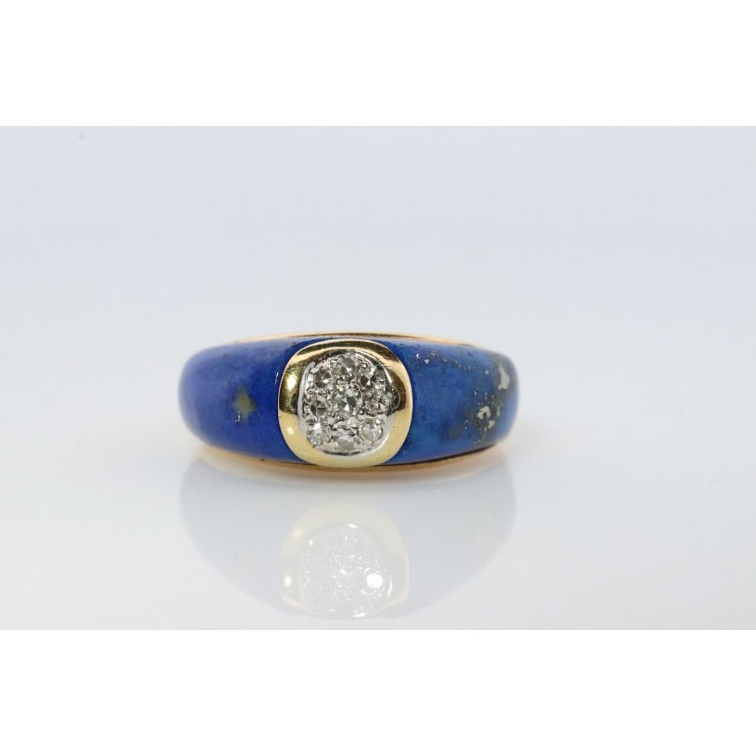 Ring aus 18 Karat Lapislazuli und Diamanten. Lapis und Zentrum DAISY Diamond Band. im Angebot 3