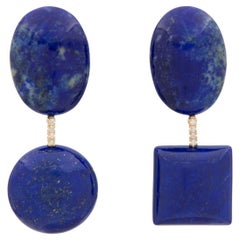 18K Lapis Lazuli and White Diamond Statement Earrings