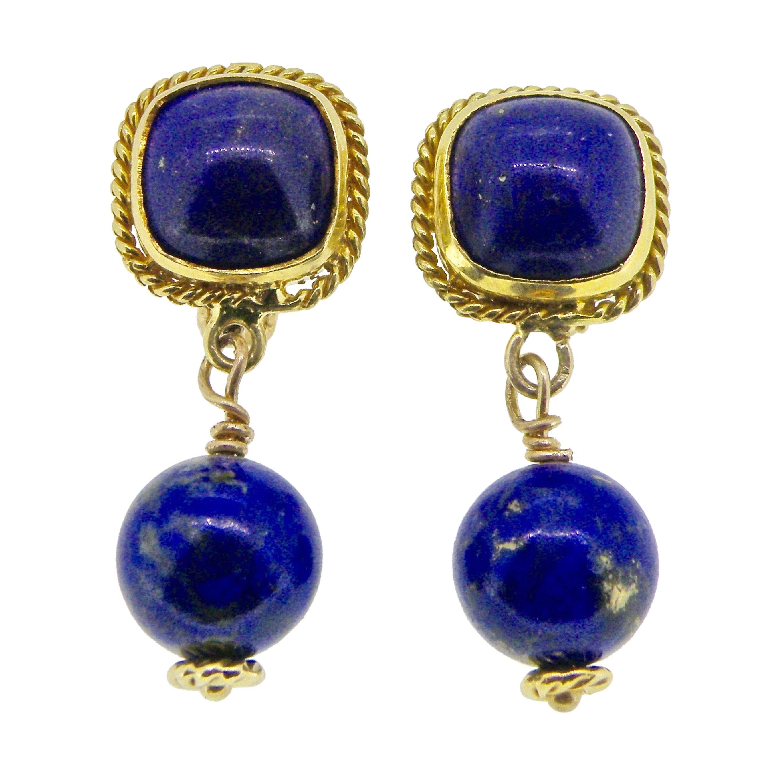 18 Karat Lapis Lazuli Drop Earrings