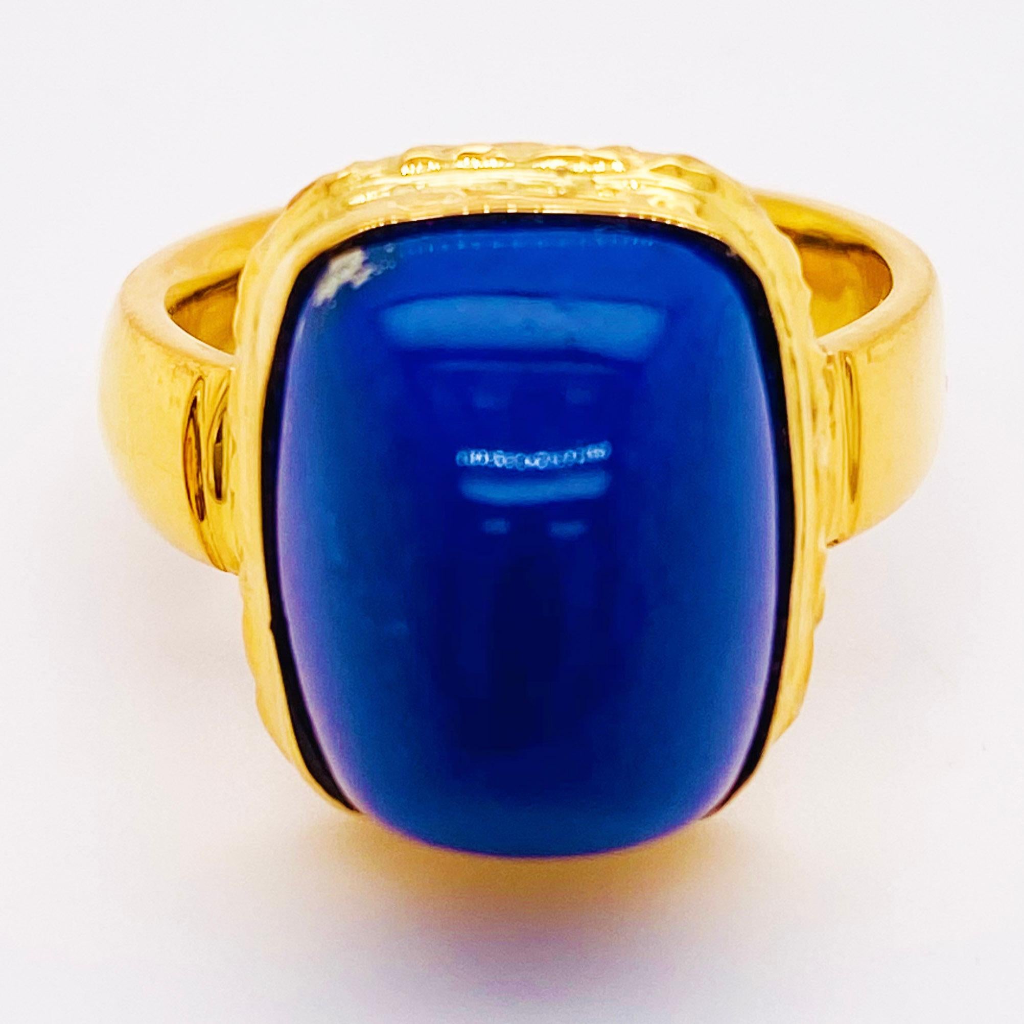 Art Deco 18k Lapis Ring, 18 Karat Gold, Bombe Ring, Vintage Point Ring, Lapis Lazuli Ring