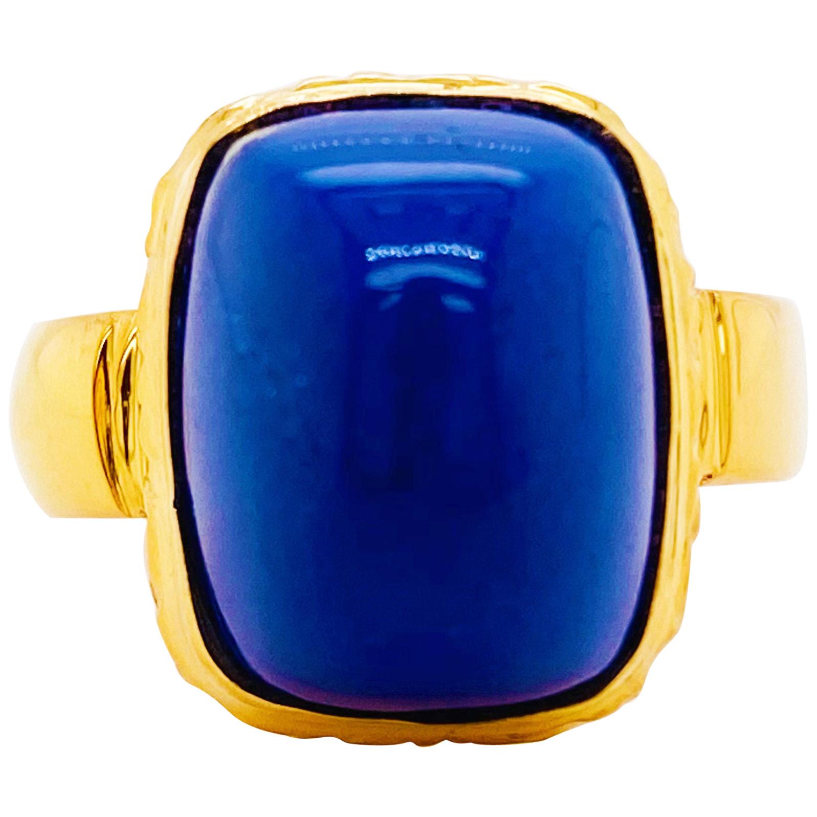 18k Lapis Ring, 18 Karat Gold, Bombe Ring, Vintage Point Ring, Lapis Lazuli Ring