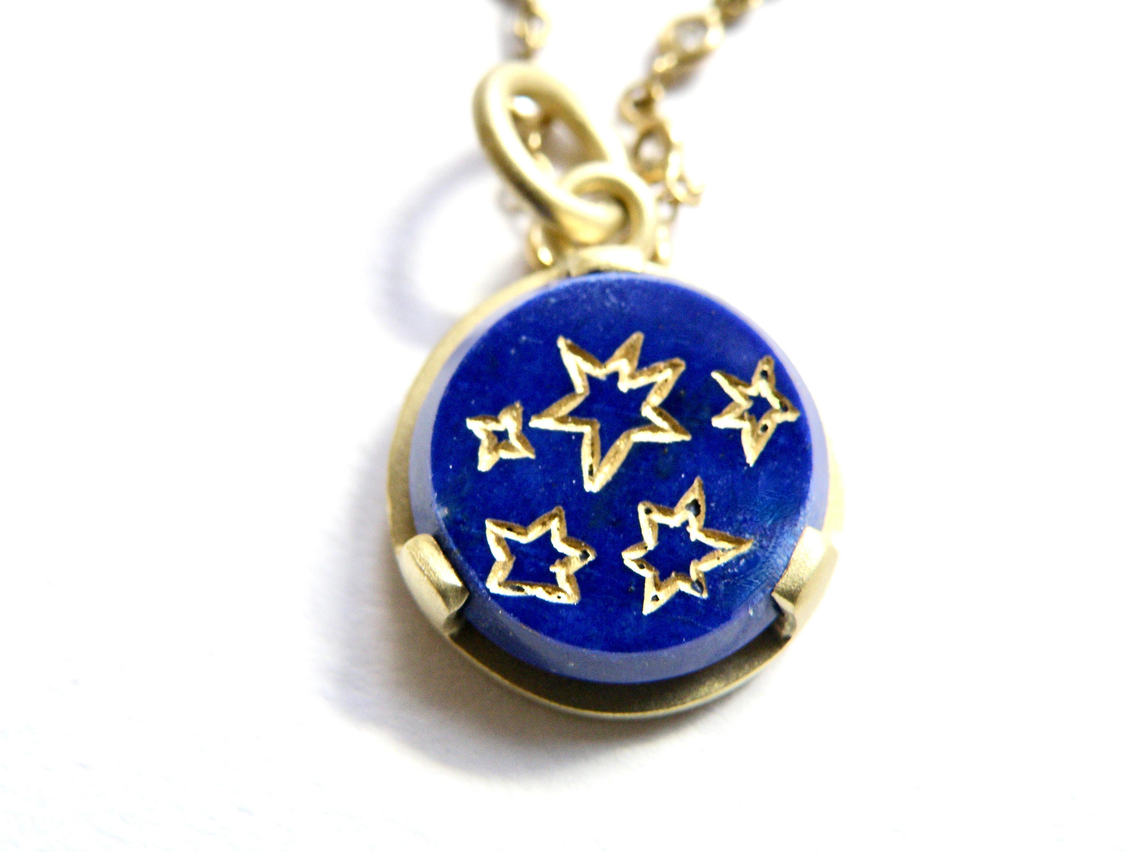 18K Lapis Star Pendant In New Condition For Sale In Cohasset, MA