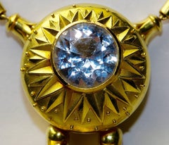 18k Large and heavy necklace by Hans Markl, set with smoky topaz and tourmaline.