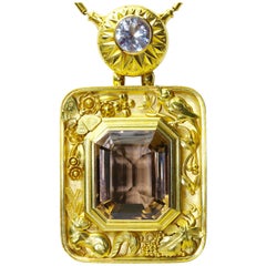 Grand et lourd collier en 18 carats de Hans Markl, serti de topaze fumée et de tourmaline.