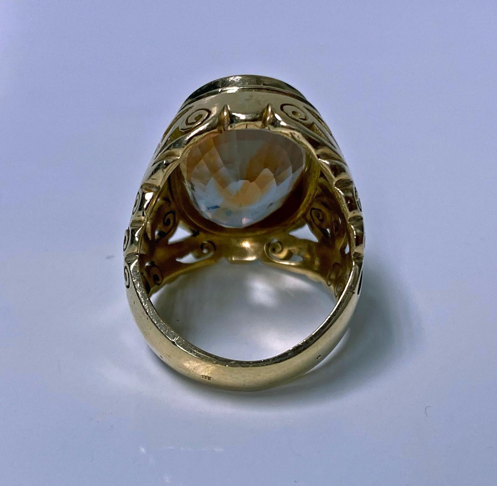 Women's or Men's 18 Karat Large Citrine Ring, circa 1950