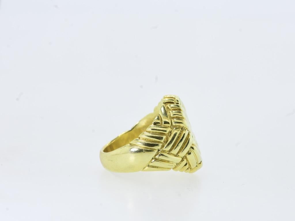 da uomo o donna Anello d'oro 18 carati con motivo a trama complessa Vintage By in vendita