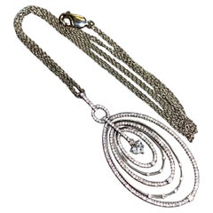 18K Large Oval Articulating Multisectioned Diamond Pendant Double Chain Necklace