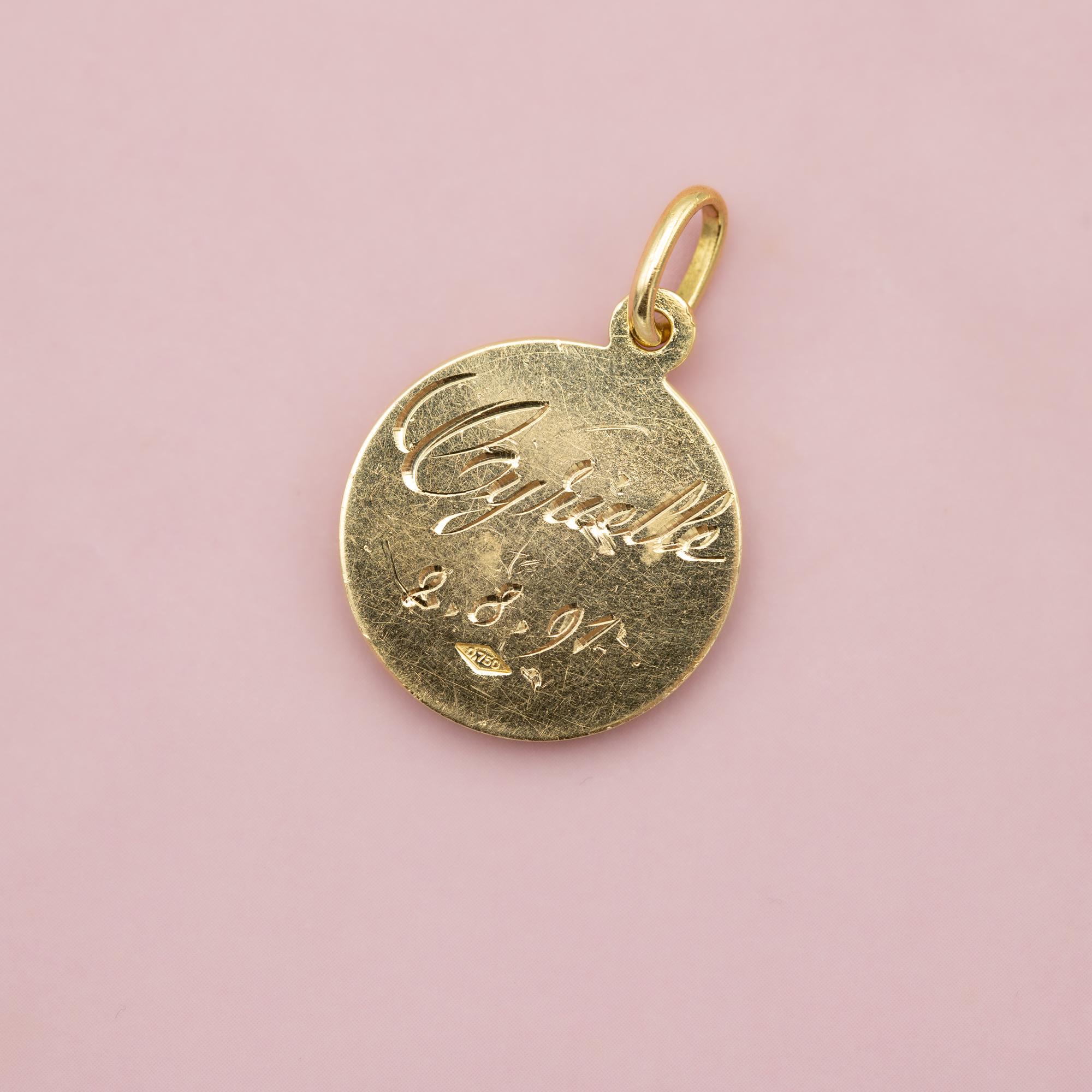 18K LEO , Vintage 18 karat zodiac charm pendant - solid yellow gold Star Sign 4