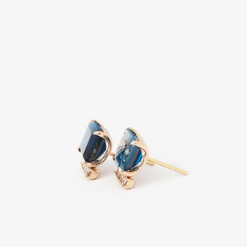 Artist 18K London Blue Topaz and  Diamonds  Earrings For Sale