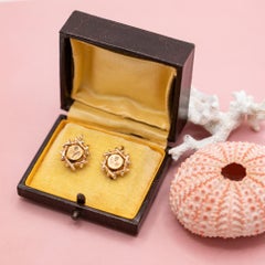 18K lover earrings - Small & light Antique floral dormeuse sleepers - solid gold