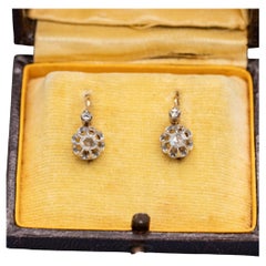 18K lover earrings - Small & light Antique floral dormeuse sleepers - solid gold