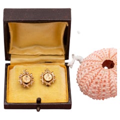 18K lover earrings - Small & light Antique floral dormeuse sleepers - solid gold