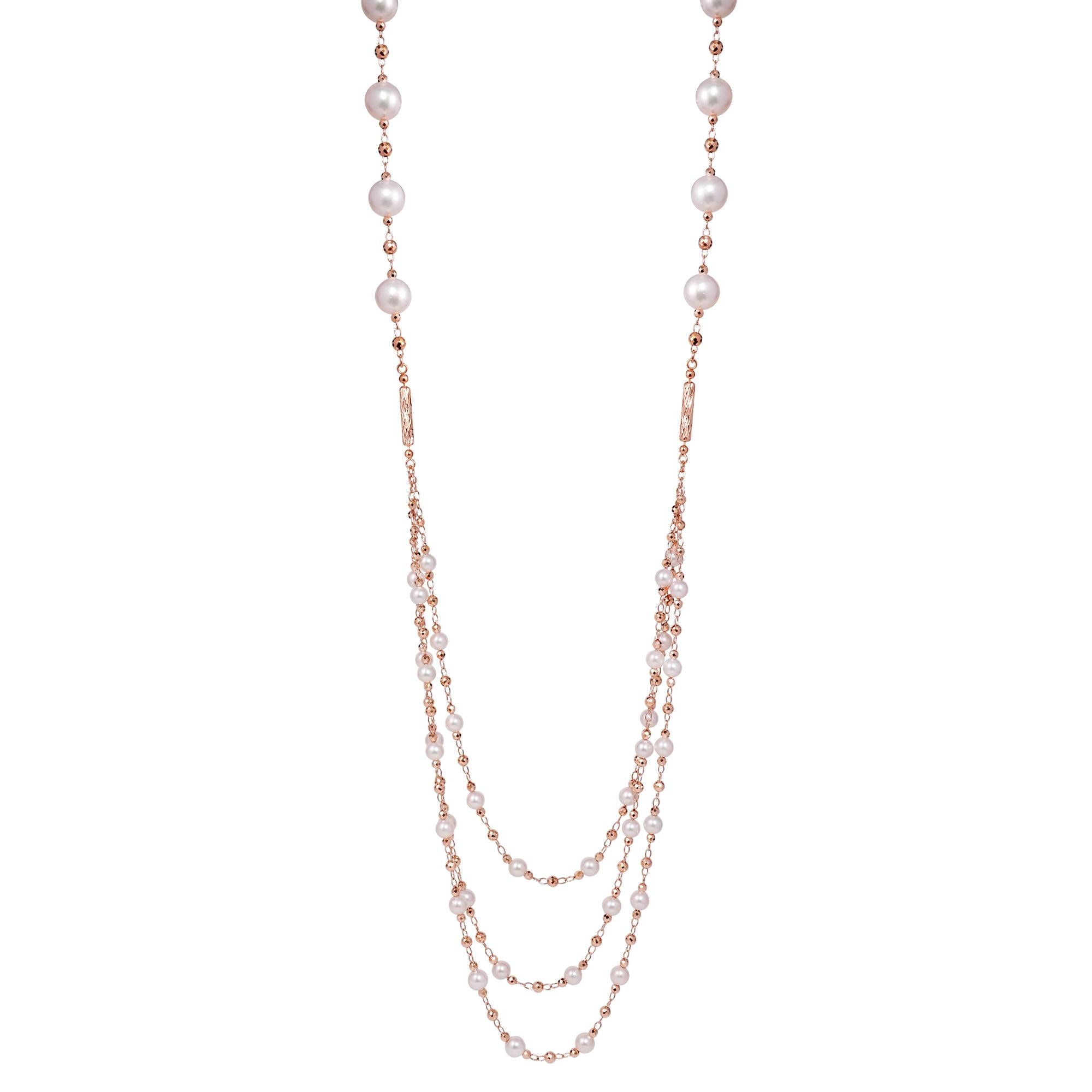 Taille ronde Collier polyvalent en or rose 18K 
