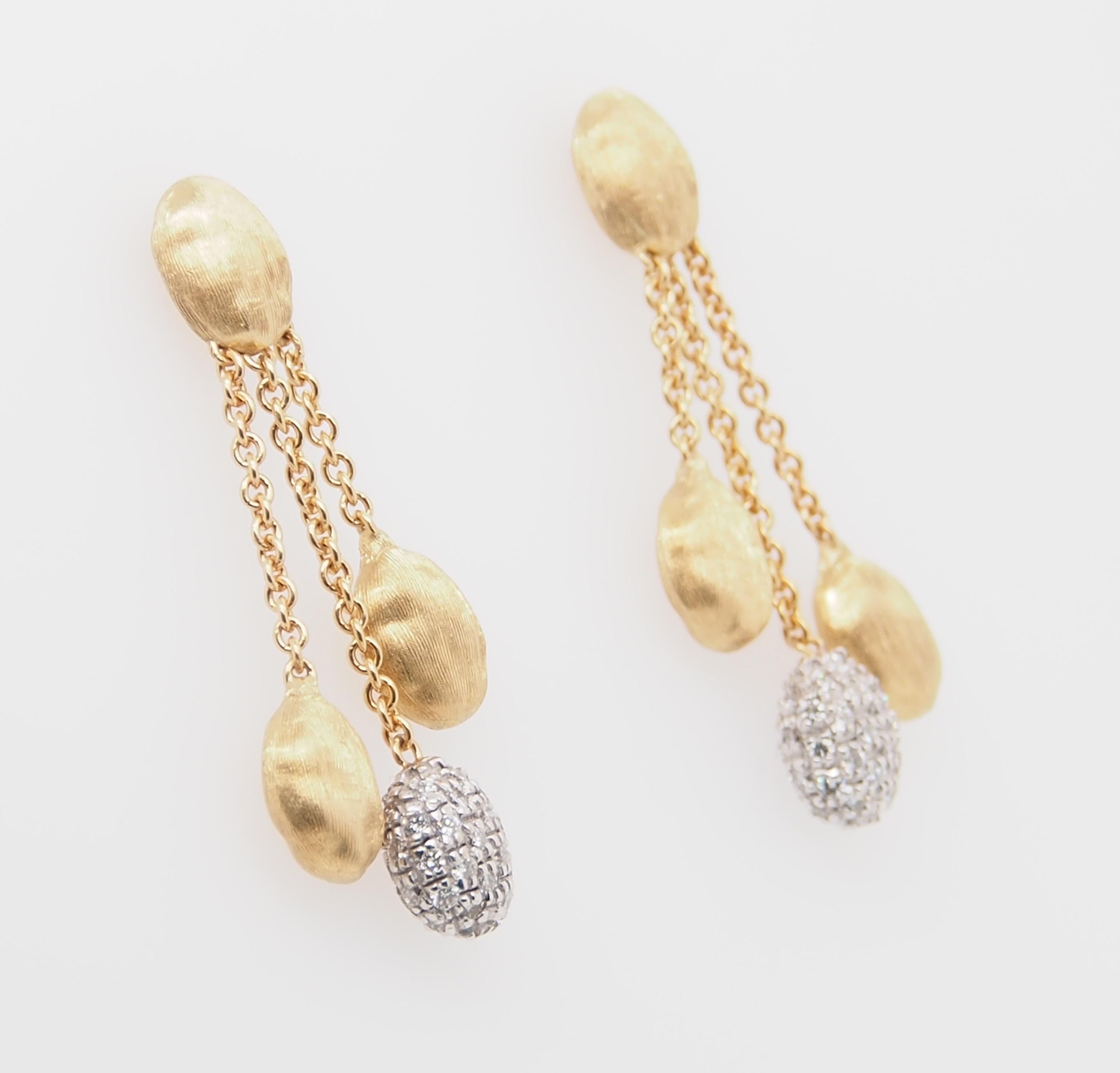 18 Karat Marco Bicego Diamond Earrings Dangle Yellow Gold 0.63 Carat In Good Condition In Boca Raton, FL