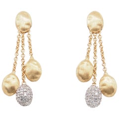 18 Karat Marco Bicego Diamond Earrings Dangle Yellow Gold 0.63 Carat