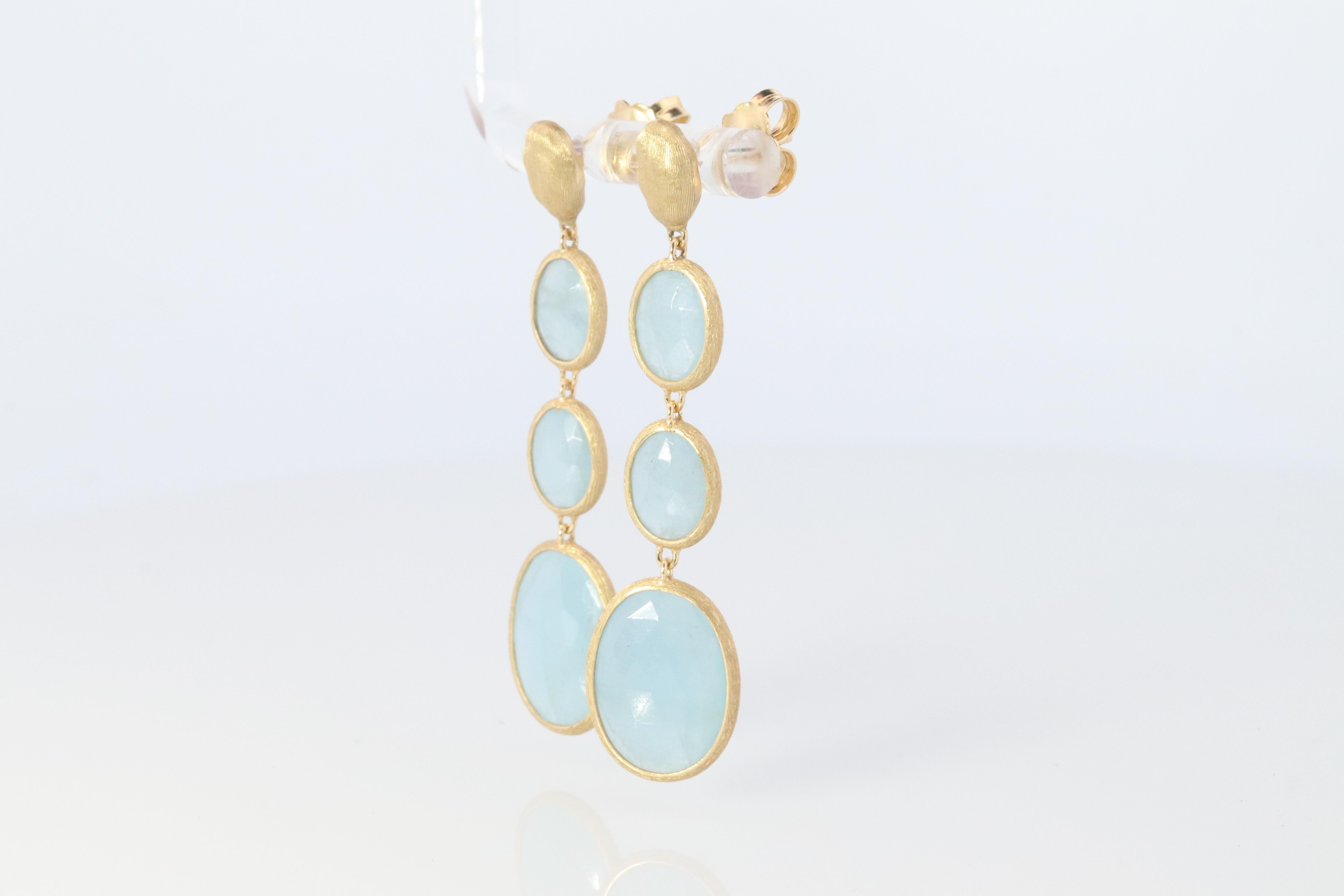 18k Marco Bicego-Ohrringe. Siviglia Kollektion Aquamarin-Tropfen-Ohrringe. (Moderne)