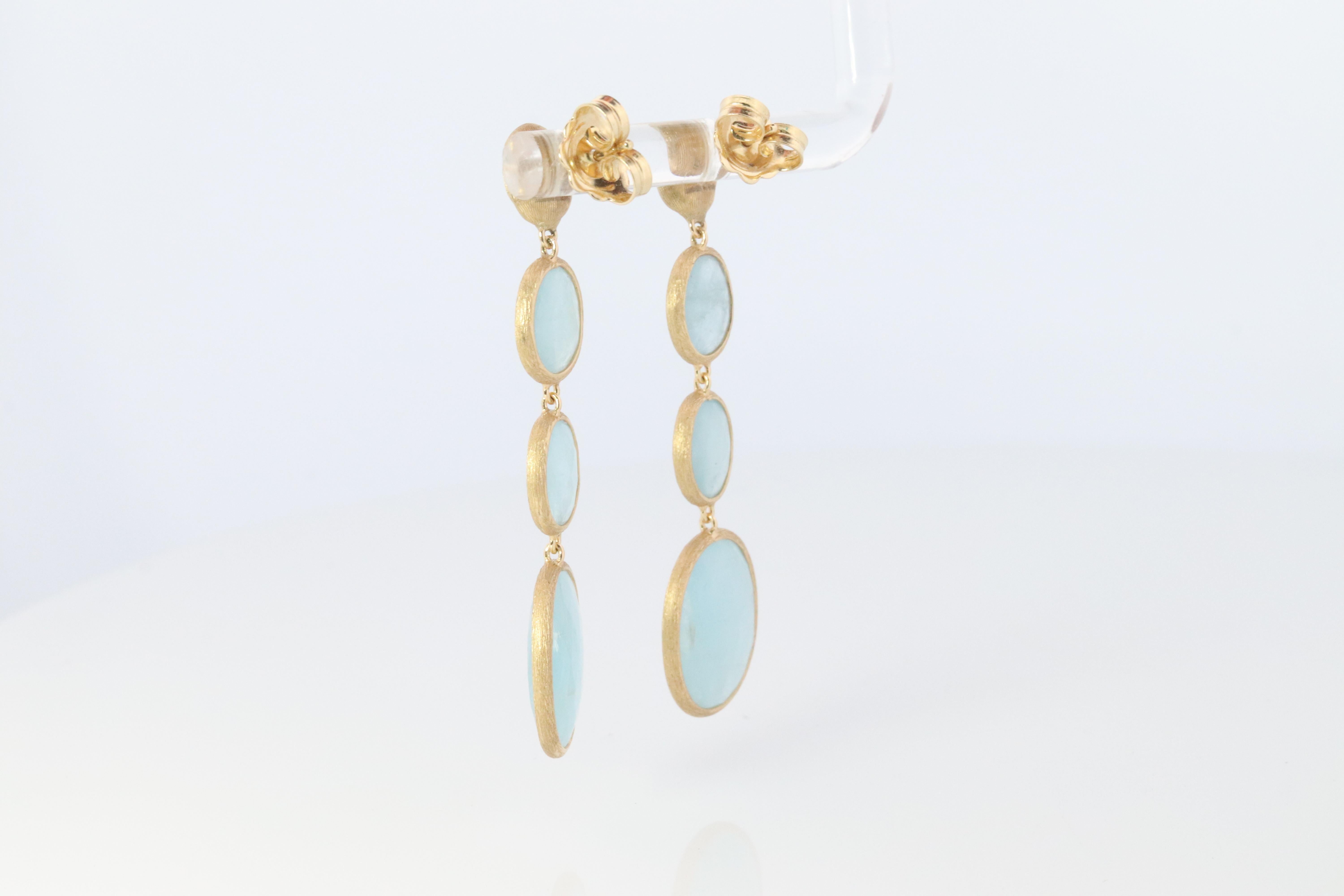 18k Marco Bicego-Ohrringe. Siviglia Kollektion Aquamarin-Tropfen-Ohrringe. im Zustand „Gut“ in Port Charlotte, FL