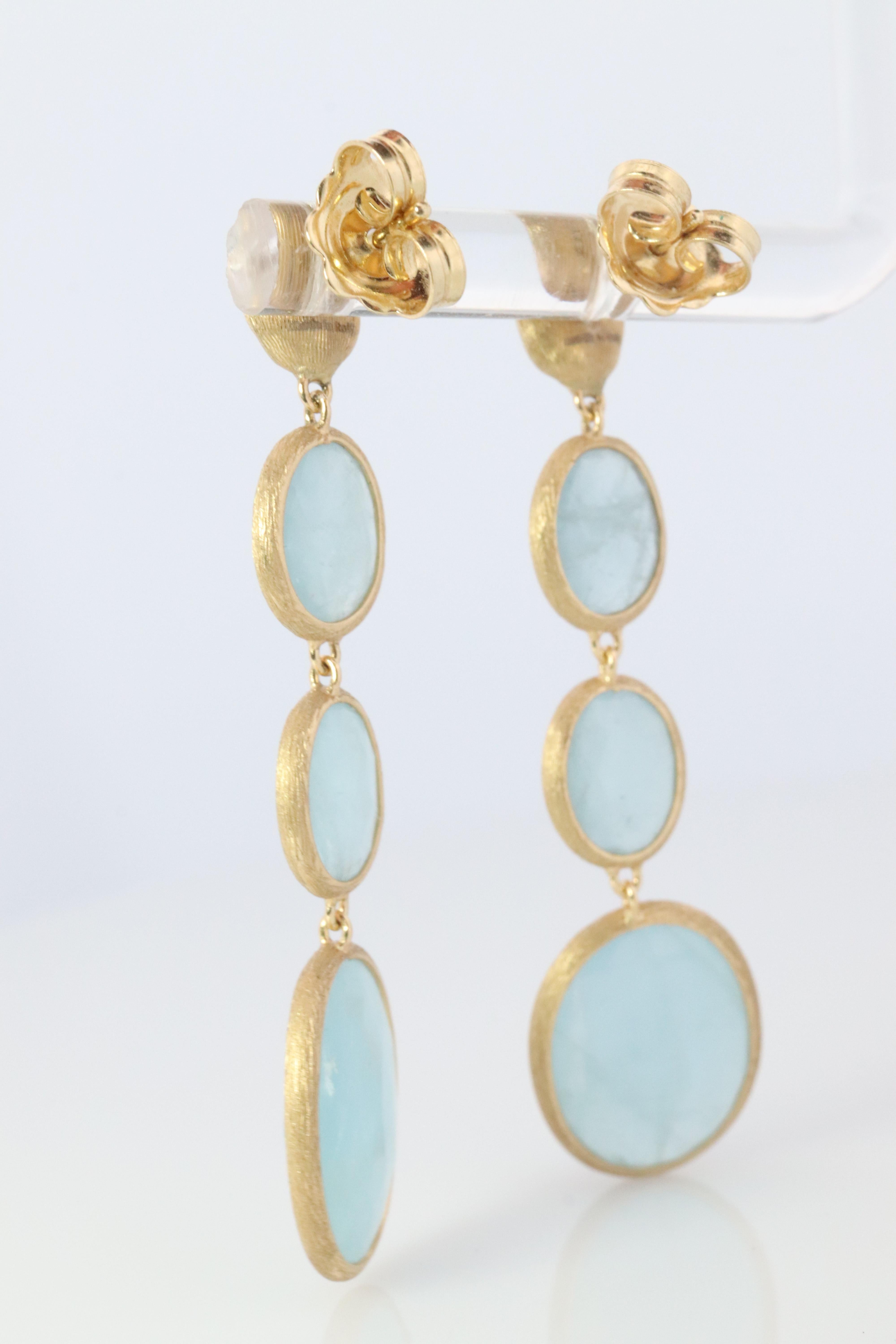 18k Marco Bicego-Ohrringe. Siviglia Kollektion Aquamarin-Tropfen-Ohrringe. Damen