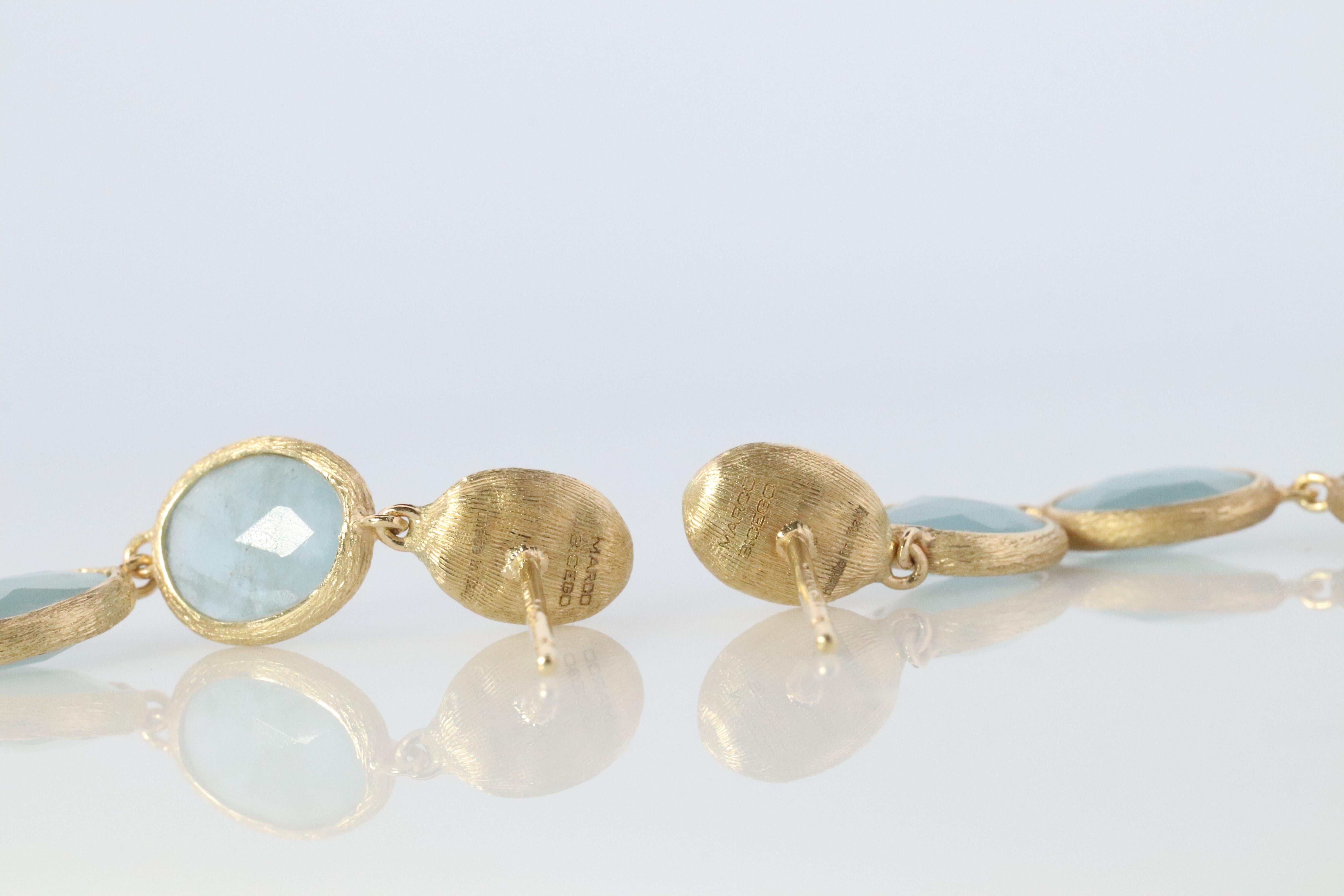 18k Marco Bicego-Ohrringe. Siviglia Kollektion Aquamarin-Tropfen-Ohrringe. 2