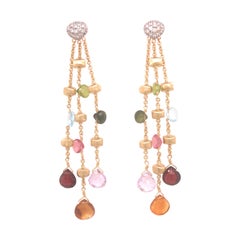 18K Marco Bicego Multi Colored Mixed Gemstone Chandelier Earring Yellow Gold